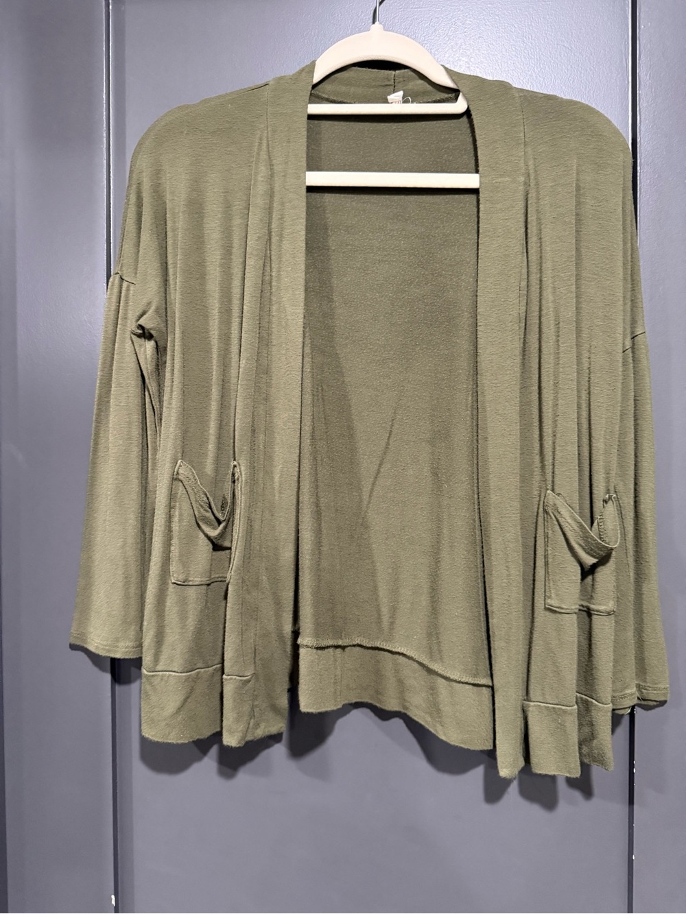 Olive Open-Front Girl’s Cardigan Sweater